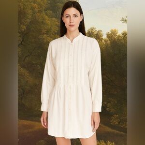 Vintage Street Style by Liz Claiborne Linen Shirt Dress with Lace Detail Pleated